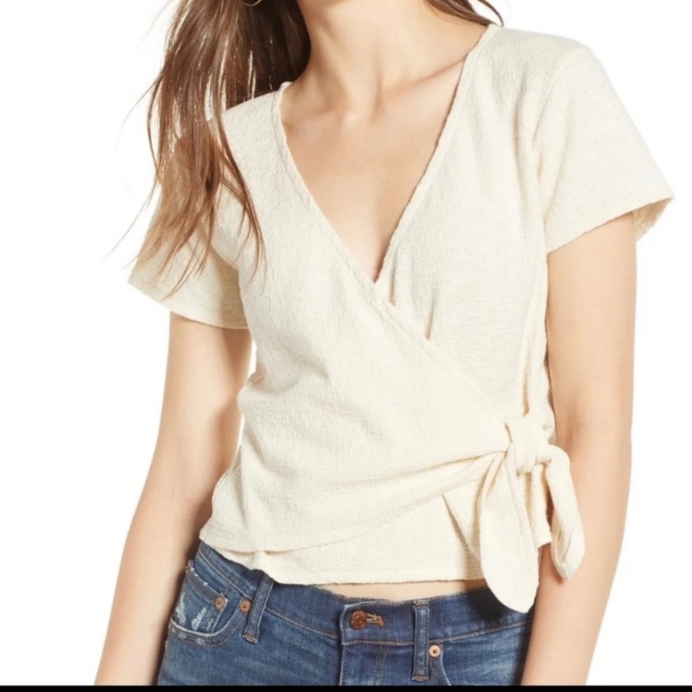 Madewell Texture and Thread Wrap Tie Top Cream XS